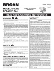 Broan SPK110 Manual De Instrucciones