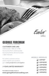 George Foreman Evolve GRP6ERQ Instructivo Antes De Usar El Producto