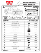 Warn 4X FENDER FLARE SET 16+ COLORADO Manual De Instalación