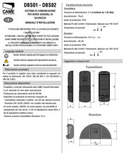 CAME DBS02 Manual De Instalación