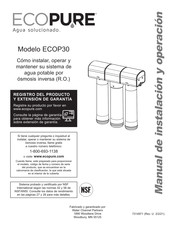 ECOPURE ECOP30 Manual De Instalación Y Operaciones