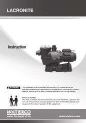 Waterco LACRONITE Manual De Instrucciones