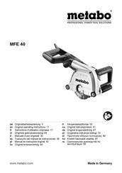 Metabo MFE 40 Traducción Del Manual De Instrucciones