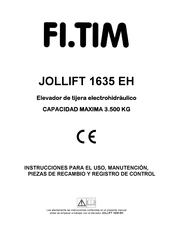 FI.TIM JOLLIFT 1635 EN Instrucciones Para El Uso, Manutencion, Piezas De Recambio Y Registro De Control