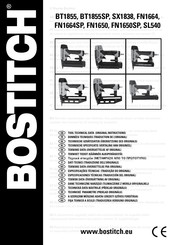 Stanley BOSTITCH SX1838 Especificacion Técnicas