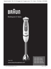 Braun Multiquick 5 Vario MQ 5020 Pasta Manual De Usuario