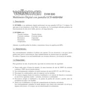 Velleman DVM 890 Manual Del Usuario