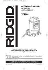 RIDGID VP2000 Manual Del Operador