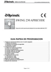 Aprimatic WING 230 APRICODE Guía Rápida De Programación