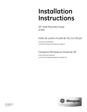 GE MONOGRAM ZV30H Instrucciones De Instalación