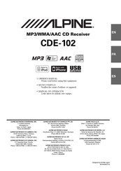 Alpine CDE-102 Manual De Operación