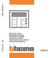 Bticino 342610 Instrucciones De Empleo