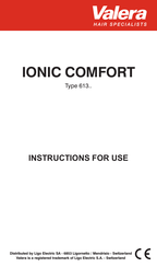 VALERA IONIC COMFORT 613 Instrucciones De Uso