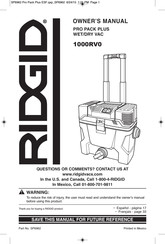 RIDGID 1000RV0 El Manual Del Propietario