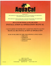 Aquacal 5213 Manual De Instalación Y Operación