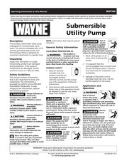 Wayne RUP160 Manual De Instrucciones De Funcionamiento Y Piezas De Repuesto