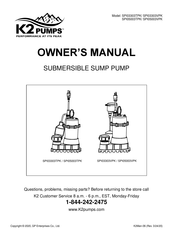 K2 Pumps SPI05003TPK Manual Del Propietário