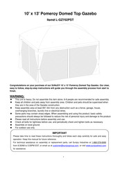 gazebo L-GZ702PST Instrucciones De Montaje, Manual Del Usuario