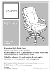 realspace Big & Tall 2 Instrucciones Para El Ensamblaje E Informacion Sobre La Garantie