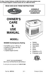 Essick Air MA0800 Manual De Cuidados Y Uso Del Proprietario