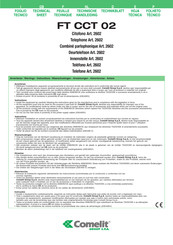 Comelit FT CCT 02 Hoja Técnica