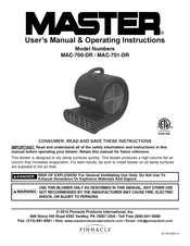 Pinnacle MASTER MAC-700-DR Manual De Usuario E Instrucciones De Funcionamiento