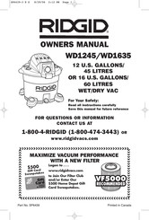 RIDGID WD1635 Manual Del Usuario