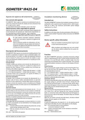 Bender ISOMETER IR425-D4 Guia De Inicio Rapido