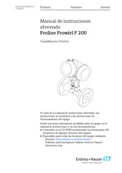 Endress+Hauser Proline Prowirl F 200 Manual De Instrucciones Abreviado