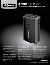 Fellowes POWERSHRED 72Ct Manual Del Usuario