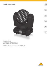 Behringer EUROLIGHT MOVING HEAD MH363 Guia De Inicio Rapido