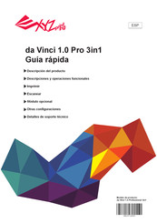 XYZprinting da Vinci 1.0 Pro 3in1 Guía Rápida