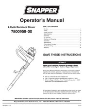 Snapper 7800959-00 Manual Del Operador