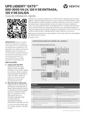Vertiv LIEBERT GXT5-500LVRT2UXL Guía De Instalación Rápida