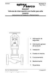 Spirax Sarco BSA3HP Instrucciones De Instalación Y Mantenimiento