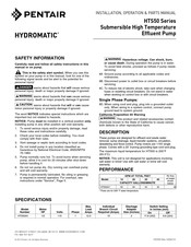 Pentair HYDROMATIC HTS50 Serie Manual De Operacion, Instalacion Y Piezas