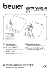 Beurer UB 66 XXL Instrucciones Para El Uso