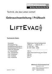 Mittelmann LiftEvac Manual De Instrucciones / Bitácora