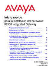 Avaya IG550 Inicio Rápido Para La Instalación Del Hardware