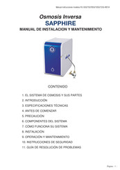 Aquapura RO-100G Manual De Instalación Y Mantenimiento