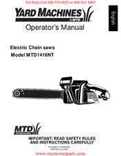 MTD YARD MACHINES 1416NT Manual Del Dueño/Operador