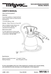 Lincoln industrial Mityvac MV6870 Manual Del Usuario