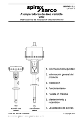 Spirax Sarco VAD PN9000 Serie Instrucciones De Instalación Y Mantenimiento