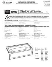 Mustee TOPAZ T6030RBN Instrucciones Para La Instalación