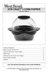 West Bend STIR CRAZY 2 CORN POPPER Manual De Instrucciones