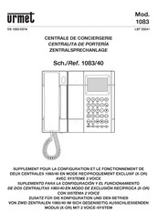 Urmet 1083/40 Suplemento Al Manual De Configuración Y Uso