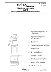 Spirax Sarco SV615 Instrucciones De Instalación Y Mantenimiento