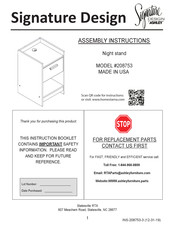 Ashley Signature Design 208753 Instrucciones De Ensamblaje