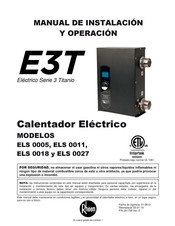 Rheem E3T ELS 0005 Manual De Instalación Y Operación