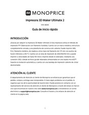 Monoprice Maker Ultimate 2 Guia De Inicio Rapido